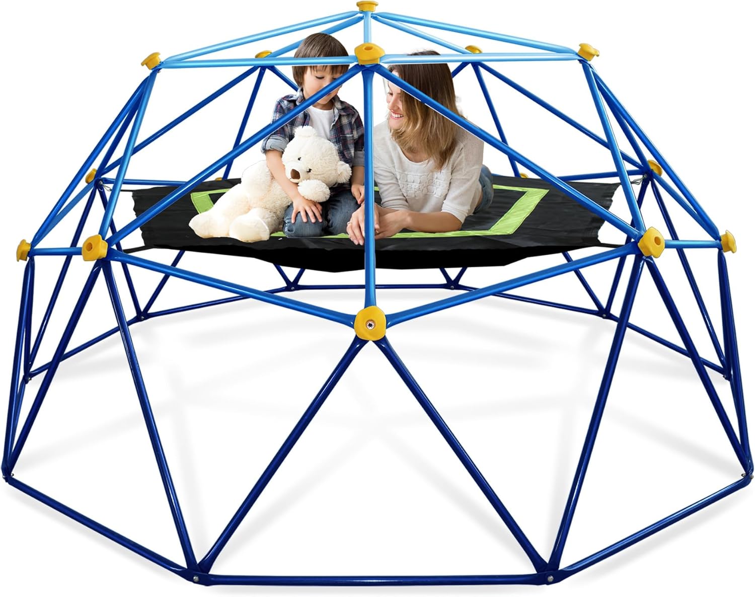 10FT Geometric Dome Climber for Kids 3-12 - Heavy Duty 1000LB Capacity Jungle Gym with Hammock & Climbing Grips, Outdoor Backyard Play Equipment, Easy Assembly
