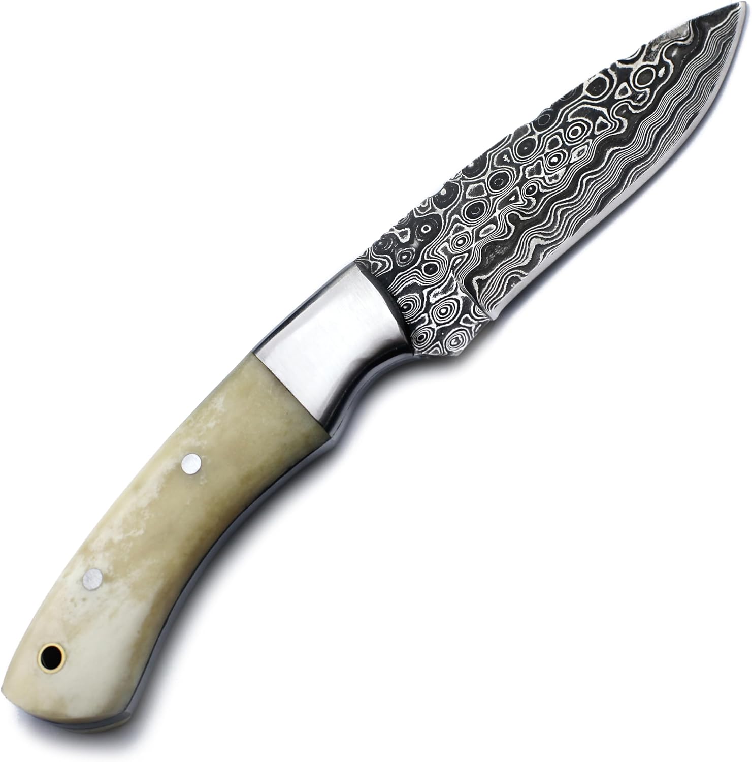 DCX18-100 Handmade Damascus Steel Hunter, Bone Handle, Survival Tactical Hunting Fixed Blade Knife with Cowhide Leather Sheath … Be the first to review this item