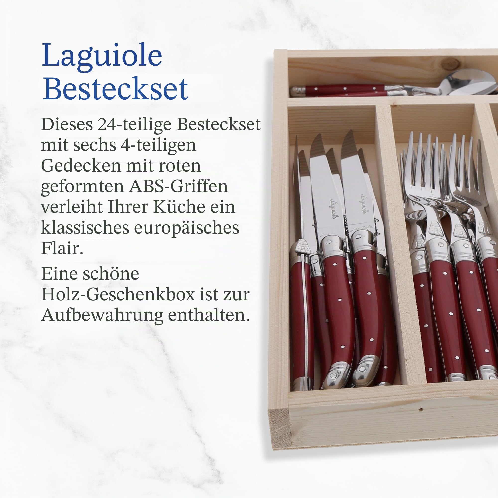 Jean Dubost JD07-13152.RED 24 Piece Everyday Flatware Set Besteck, Stahl, Mehrfarbig