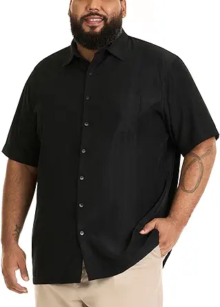 Van Heusen Mens Big And Tall Air Short Sleeve Button Down Poly Rayon Stripe Shirt