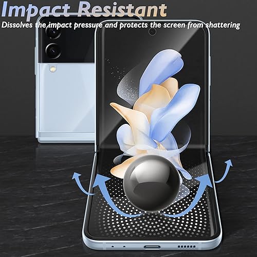 Miniatura 4 de Orzero - Protector de pantalla compatible con Samsung Galaxy Z Flip 4 5G, poliuretano termoplástico suave de alta calidad (no vidrio) de borde a