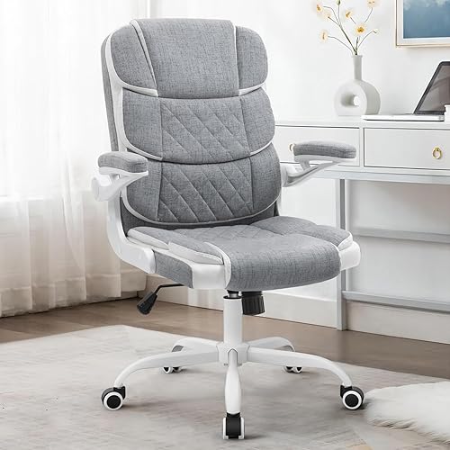 Silla de escritorio ergonómica, silla de oficina rosa, sillas de escritorio con ruedas y reposabrazos abatibles, silla de computadora ajustable de