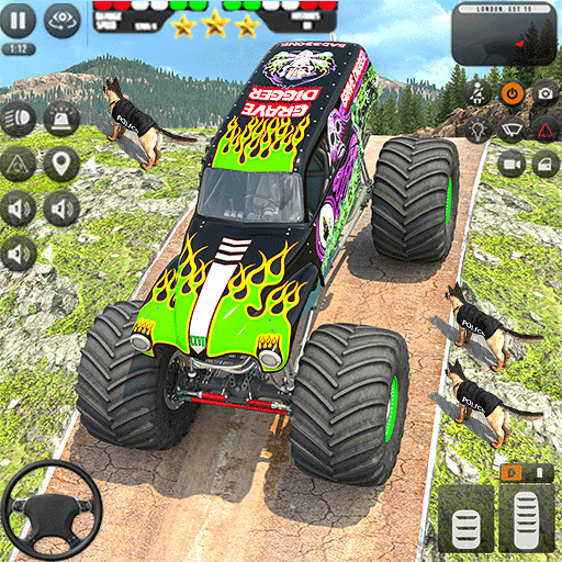 extremes Monstertruck-Stunts-Rennwagen-Fahrspiel