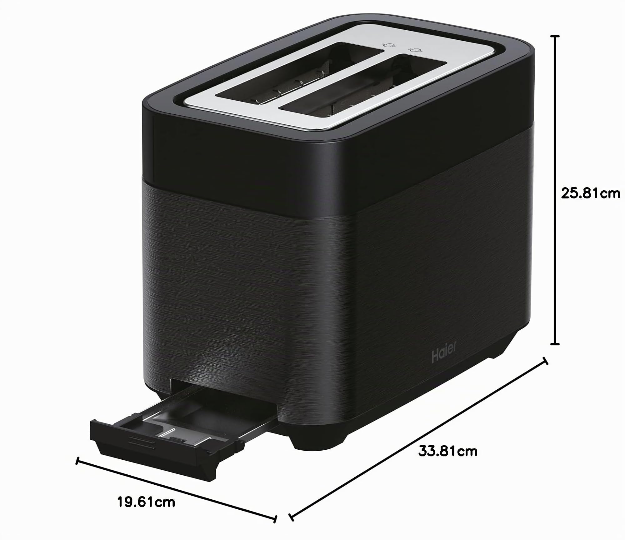 Tostapane I-Master Serie 5 Haier, Acciaio Inossidabile, 2 Fessure Profonde, Leva High Lift, Programmi Dedicati, 1150 W [Nero]