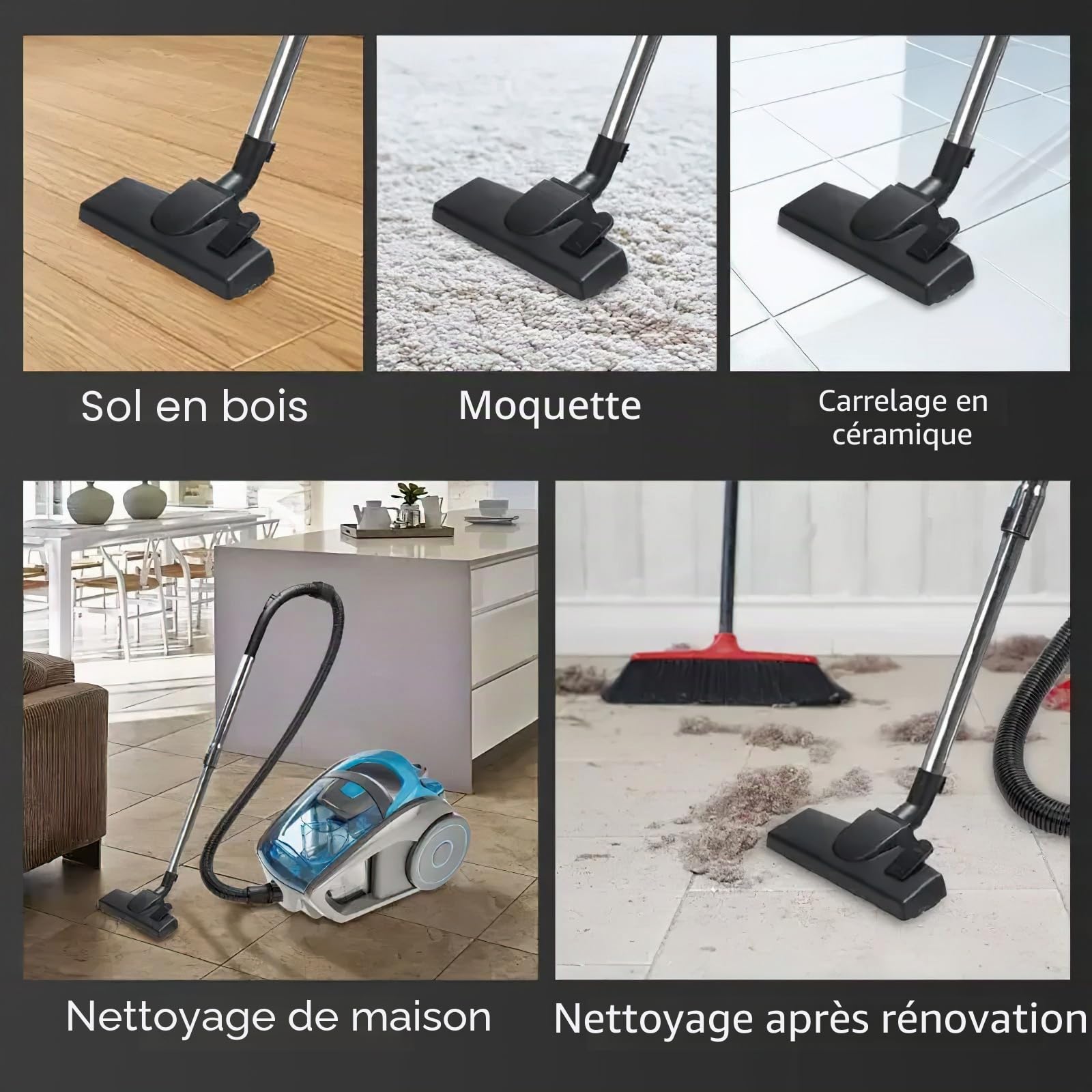 Aspirateur sans Sac,2800W Aspirateur Compact Silencieux,avec Système De Filtration Hepa,Aspiration de 15000 PA,Rayon d'action de 5 m,Poils d'animaux Et Poussière