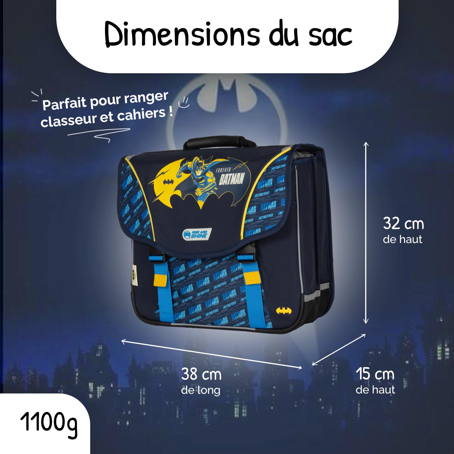 KID'ABORD Cartable scolaire 38 cm - Garçon - Bleu/Jaune - 2 compartiments