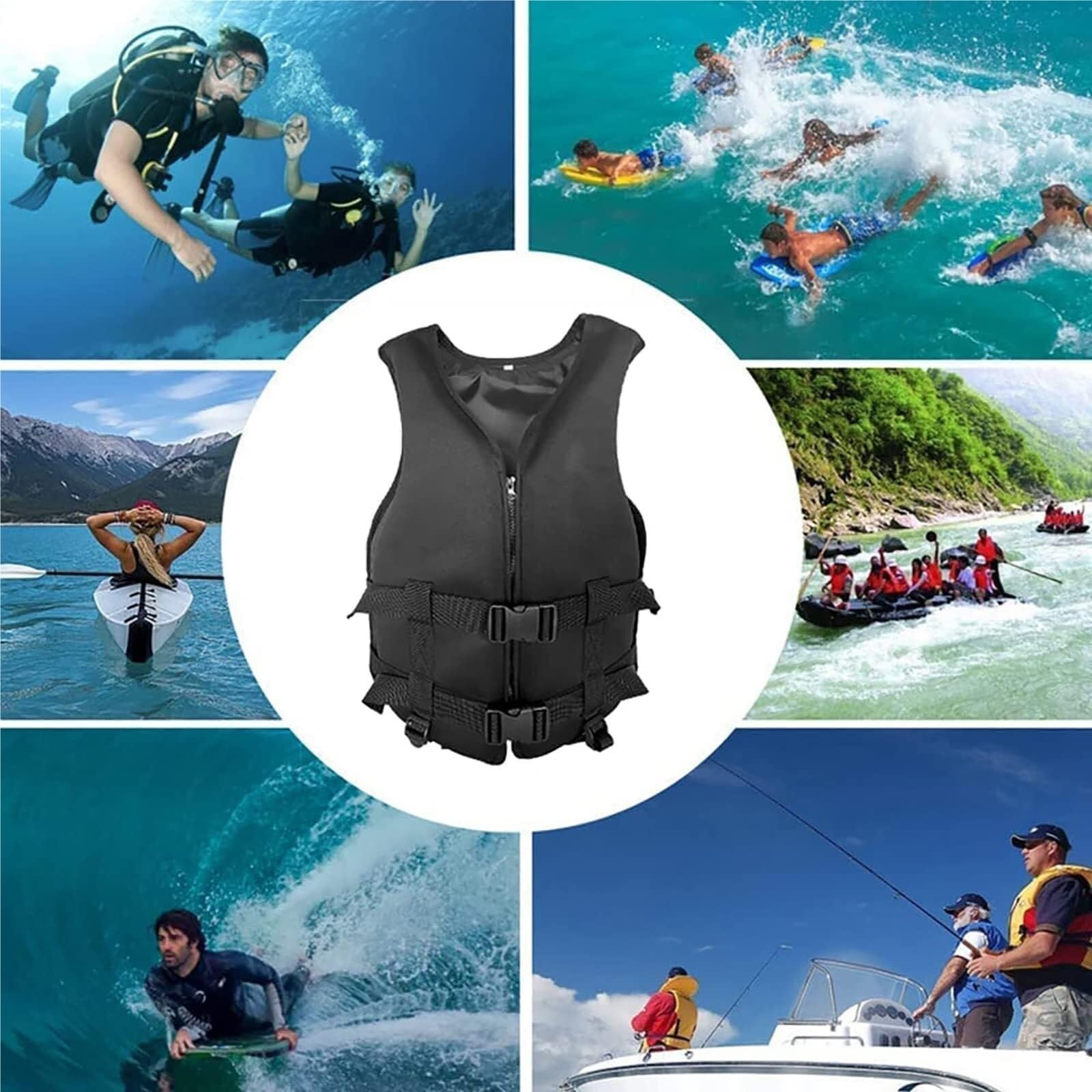 Gilet da Kayak Regolabile con Cerniera e Fibbie