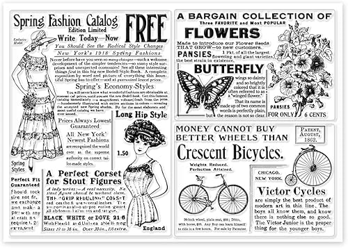 Miniatura 8 de GLOBLELAND Fondo de texto de periódico vintage, sellos transparentes transparentes retro para dama, mariposa, estampado de mariposas, sellos