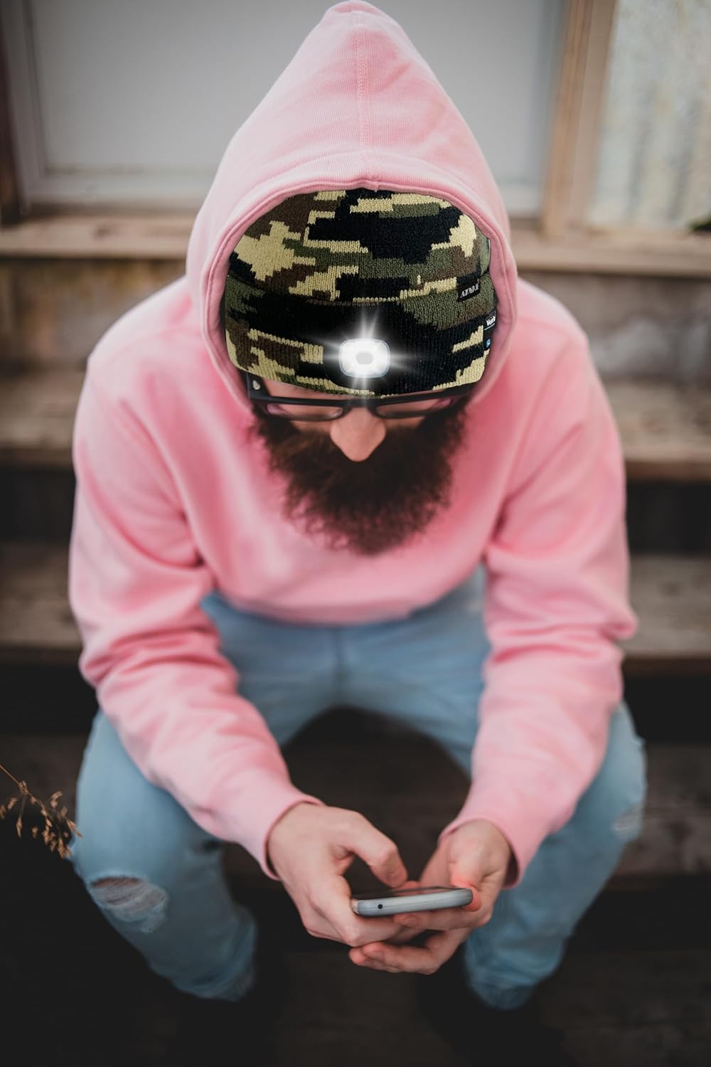 ATNKE LED Lighted Bluetooth Beanie Hat,USB Rechargeable 4 LED Wireless Run Headlamp Lined Fleece Cap for Men and Women - Image 8