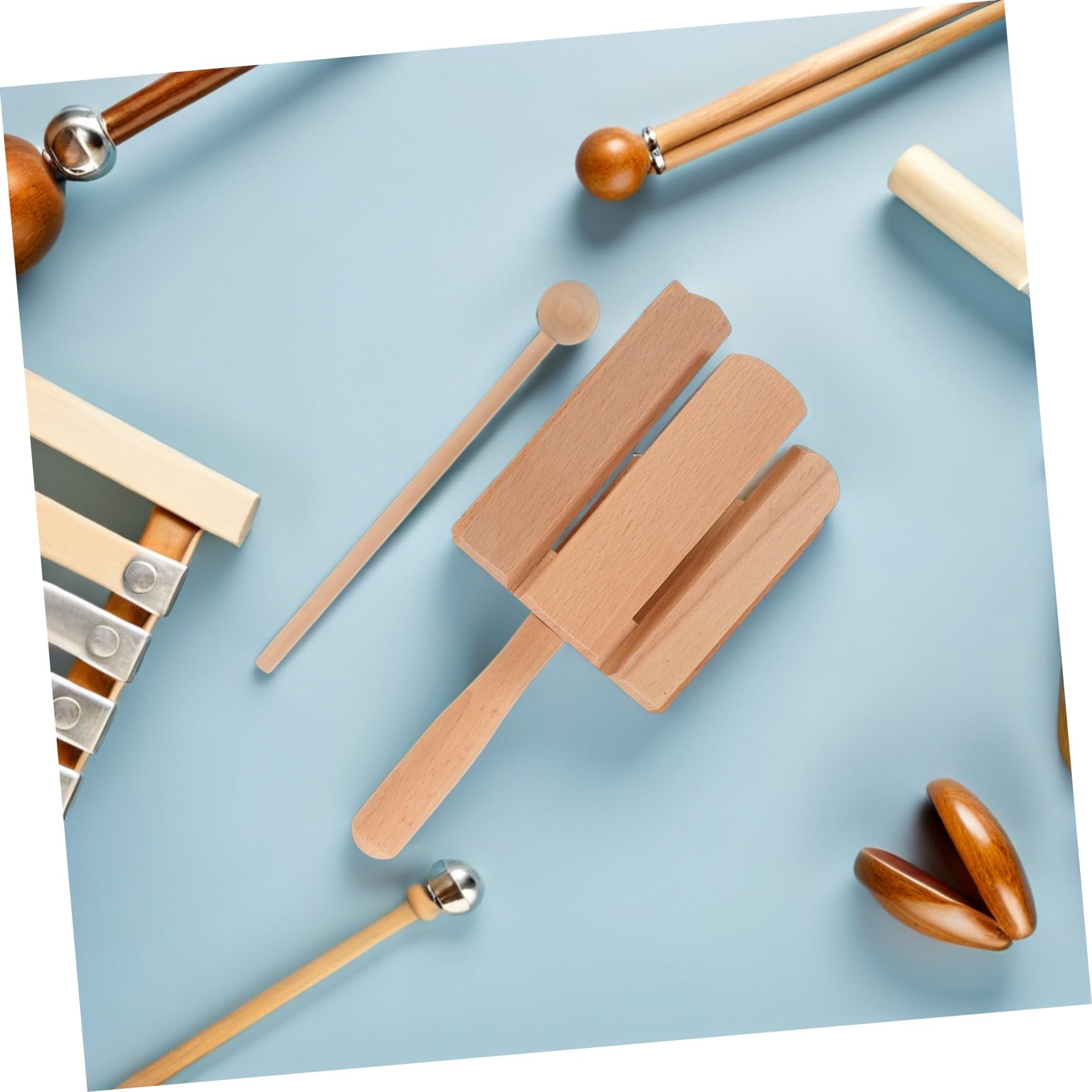 Instrumento de Percusión de Madera 2 Piezas, Beige