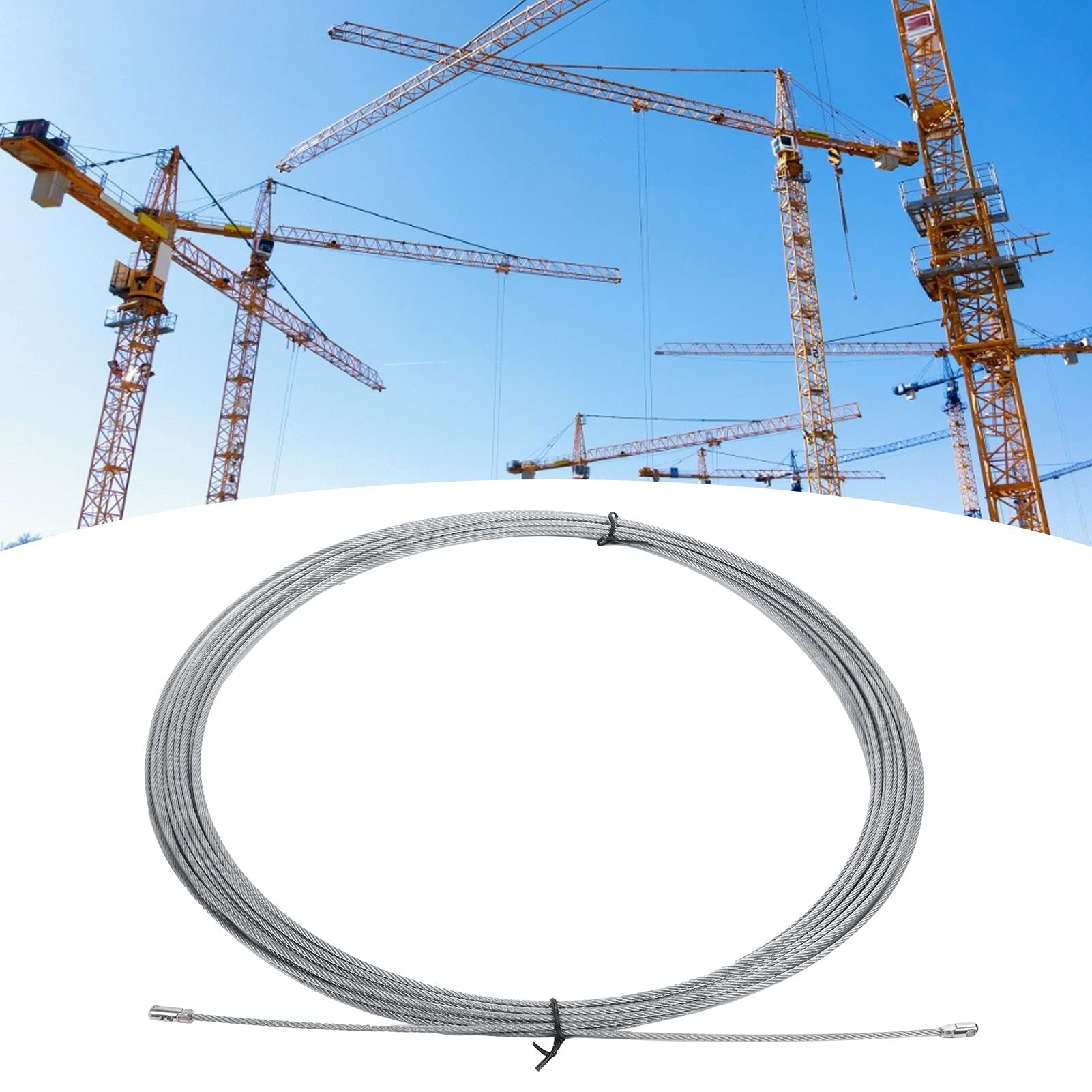 Aramox Fune Cavo in Acciaio Inossidabile 0,4 Mm X 50 M Costruzione a Trefoli Rivestimento Liscio Flessibile per Ascensore Sollevamento Trazione Traino Tirare e Reggiare