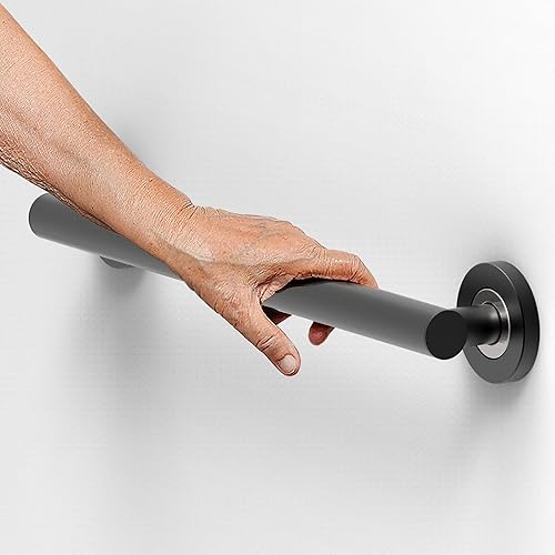 AmeriLuck Barra de agarre de diseño de 1-14 x 18 pulgadas para seguridad del baño, colección glaciar, capacidad de carga de 500 libras, acero