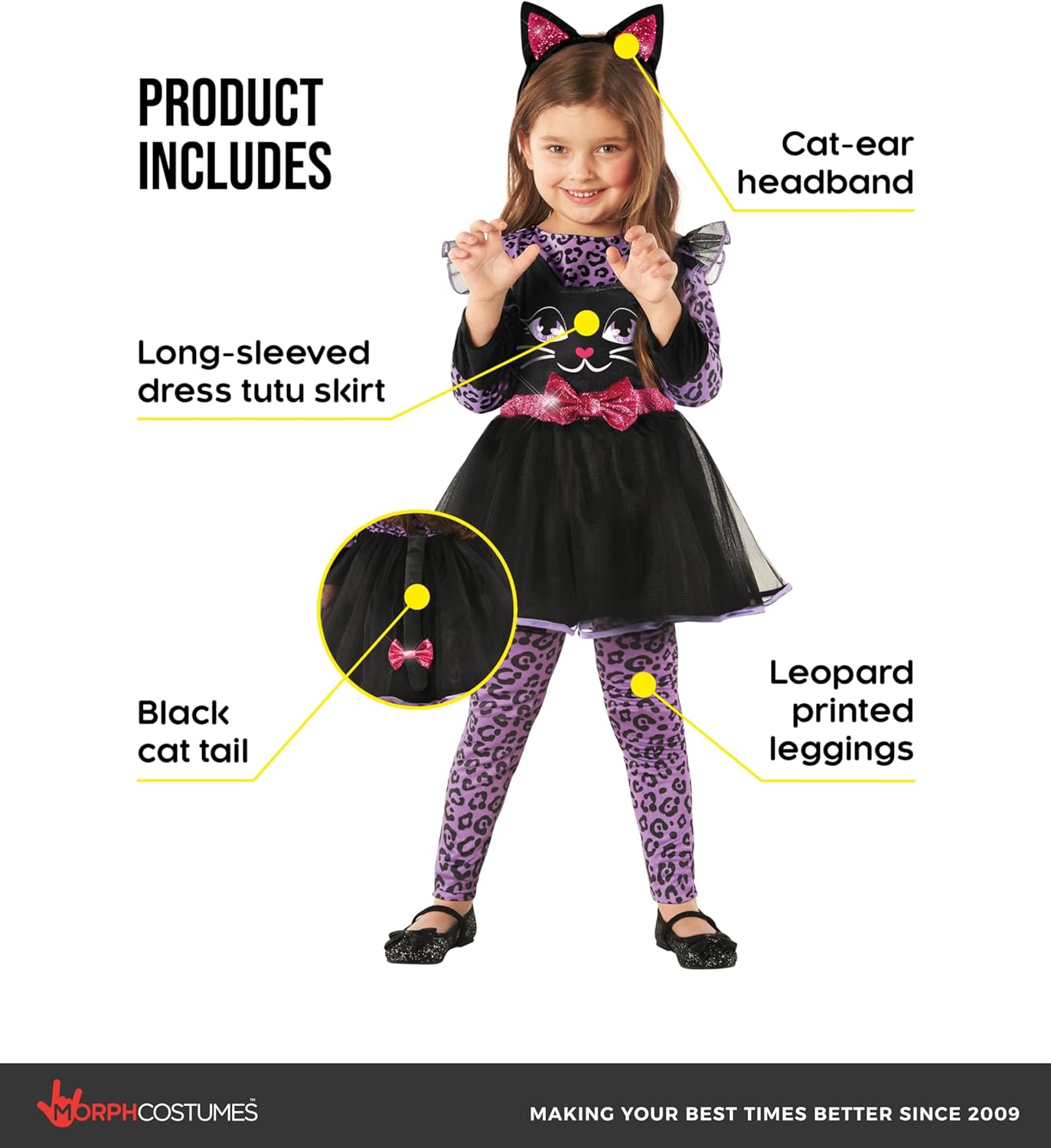 Morph Cute Cat Costume For Girls Halloween Costumes, Cat Costume For Kids, Halloween Costumes For Girls Cats - Image 2