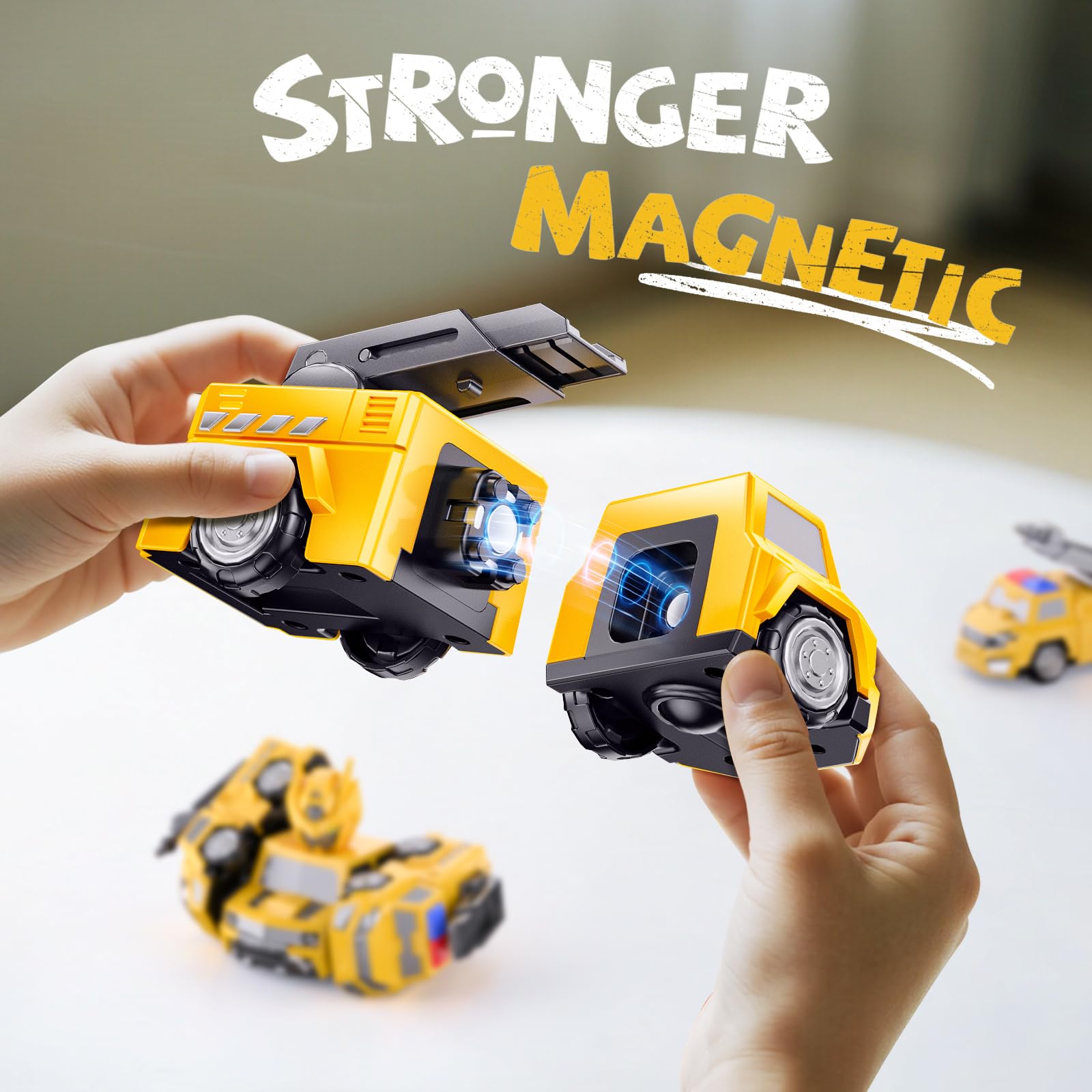 Robot de construcción magnética 5 en 1, regalos para niños de 3, 4, 5, 6 años, fácil de ensamblar, camiones transformadores para niños, ideales para regalo de cumpleaños para niños de 3, 4 3