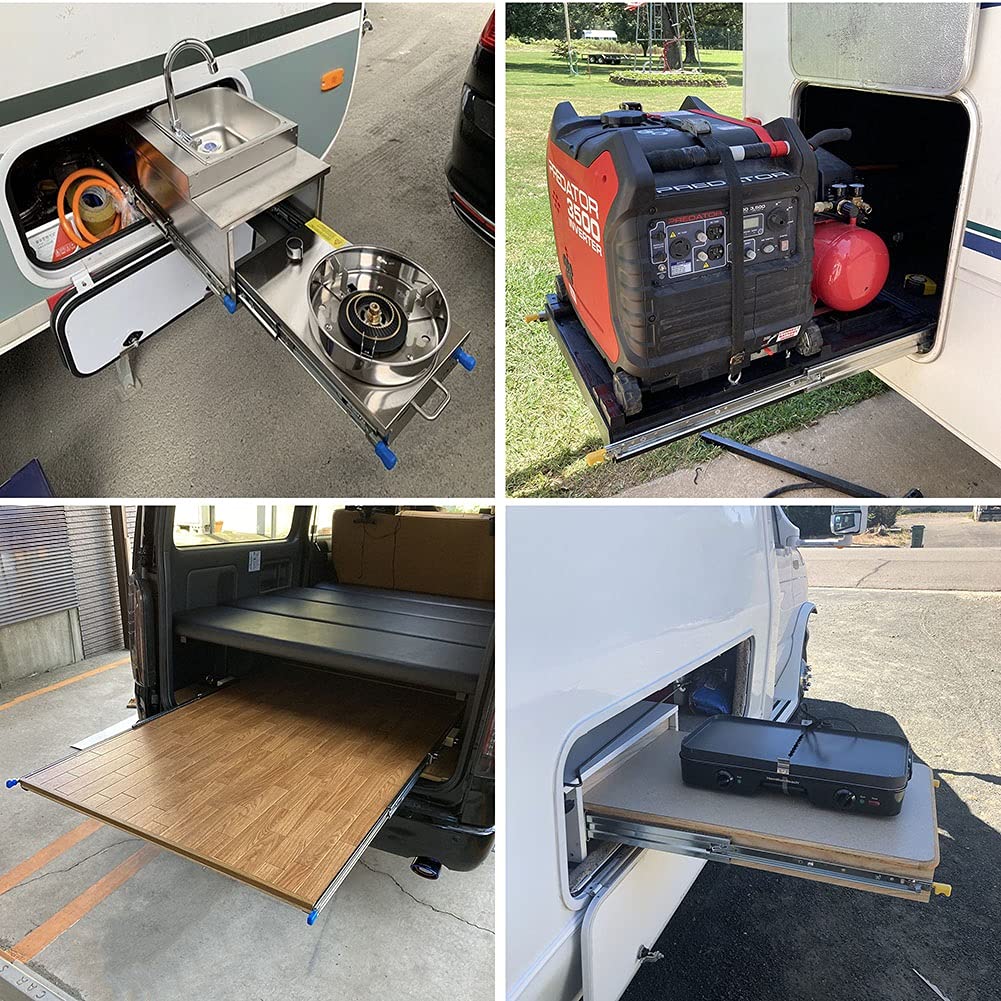 Gyken Diapositivas De Cajones De 14, 18, 22, 26, 32, 36, 40, 48, 56, 58, 60 Pulgadas, Rieles Telescópicos Para Cajones Con Cerradura, Corredores De Cajones De Acero Inoxidable, Rodamientos De Bolas De