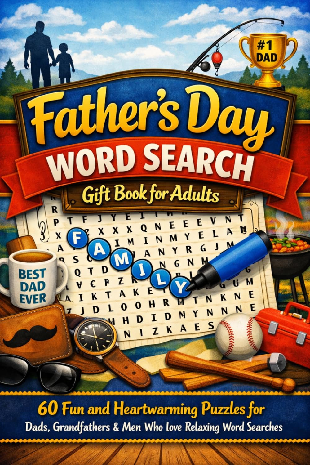 Father's Day Word Search Book for Adults: 60 Fun and Heartwarming Puzzles for Dads, Grandfathers & Men