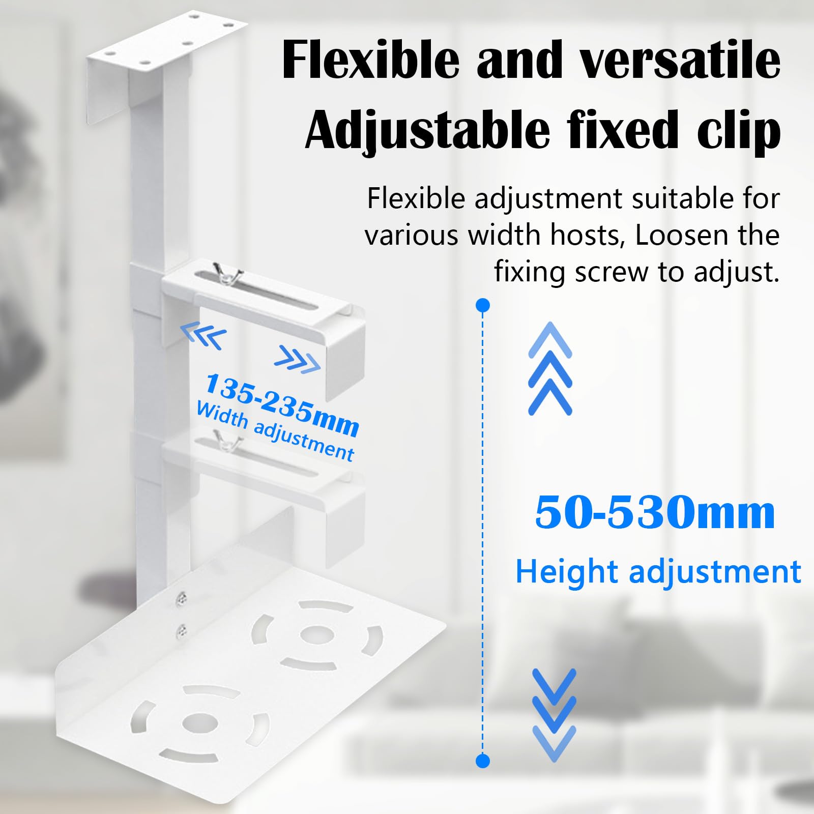 Soporte para Pc Debajo del Escritorio, Soporte para Torre De Pc Soportes para Computadora Colgante Ahorro De Espacio Altura Y Ancho Ajustables Blanco