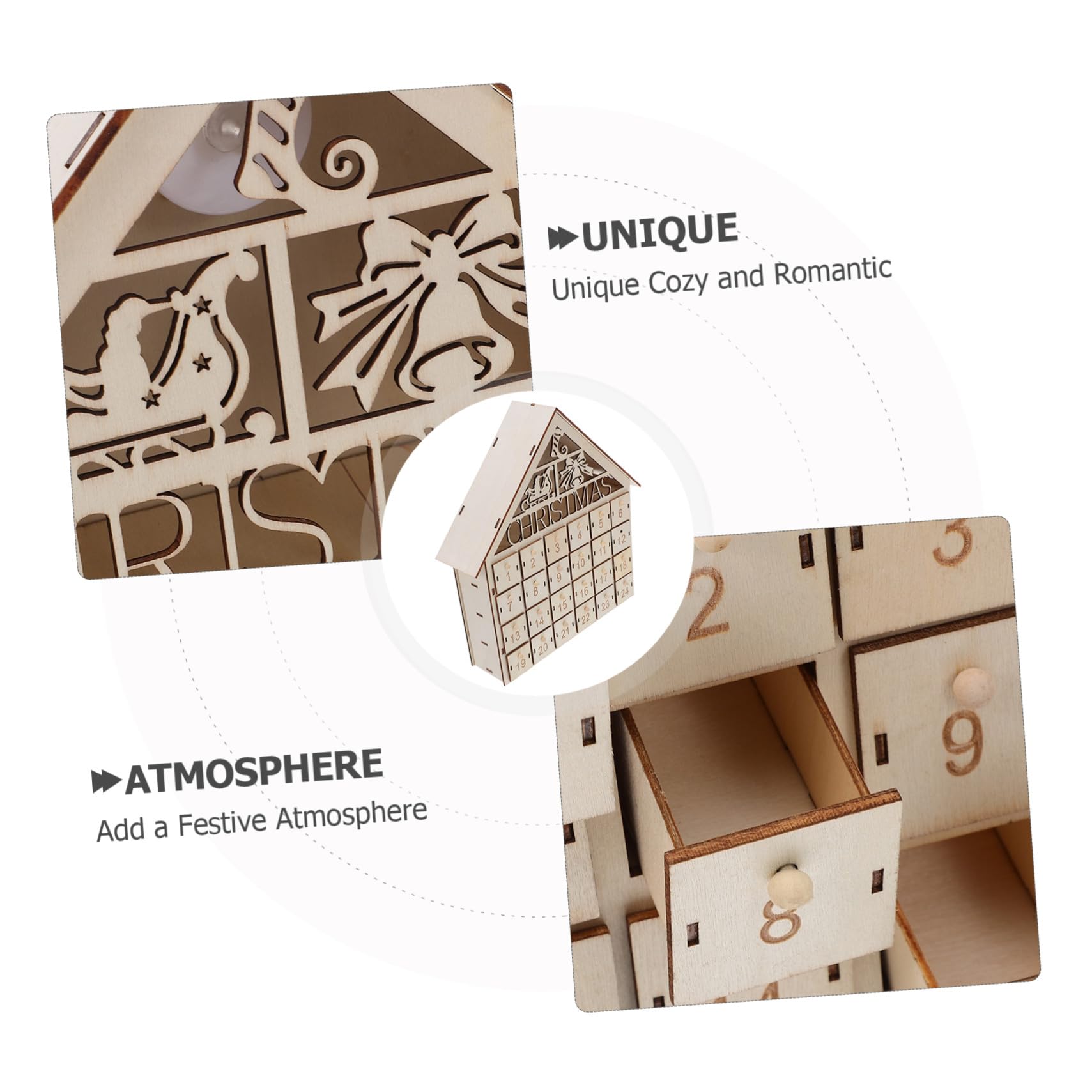 Homoyoyo Calendario Avvento di Natale in Legno per Conto alla Rovescia Decorazione Luminosa LED Riutilizzabile per Feste Regalo per Famiglia