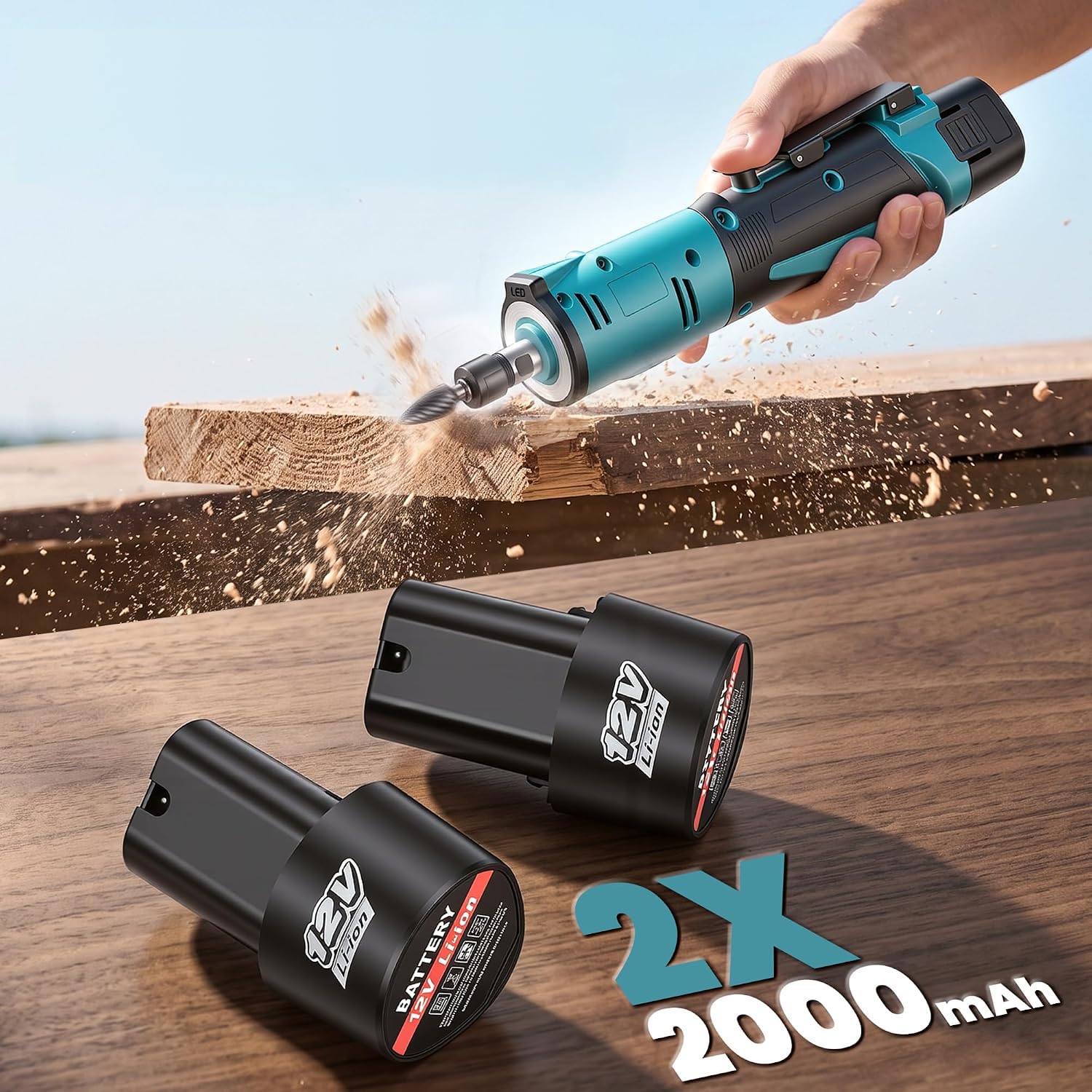 YEARTOP Meuleuse Droite sans Fil 12V I
