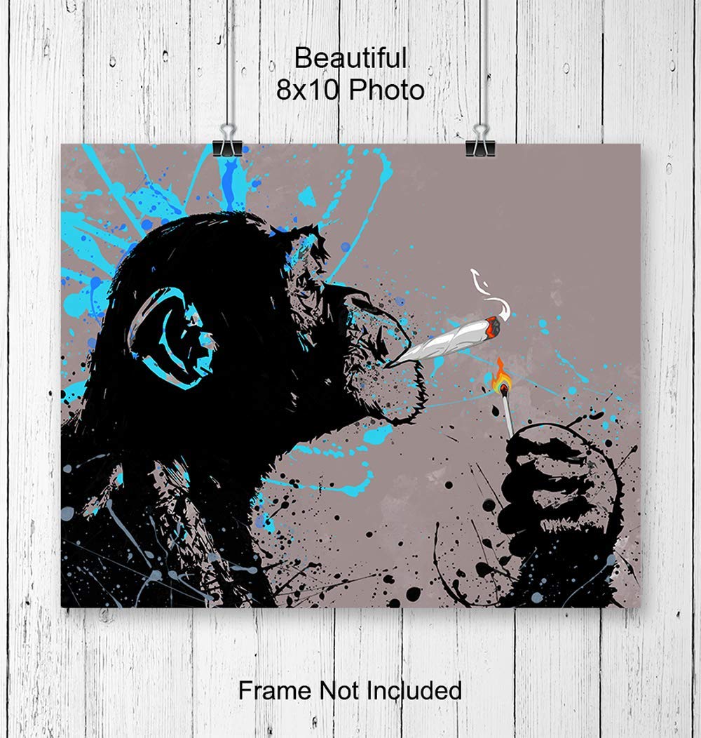 Amazon.com: Original Marijuana Art - Pot Smoking Chimp - 8x10