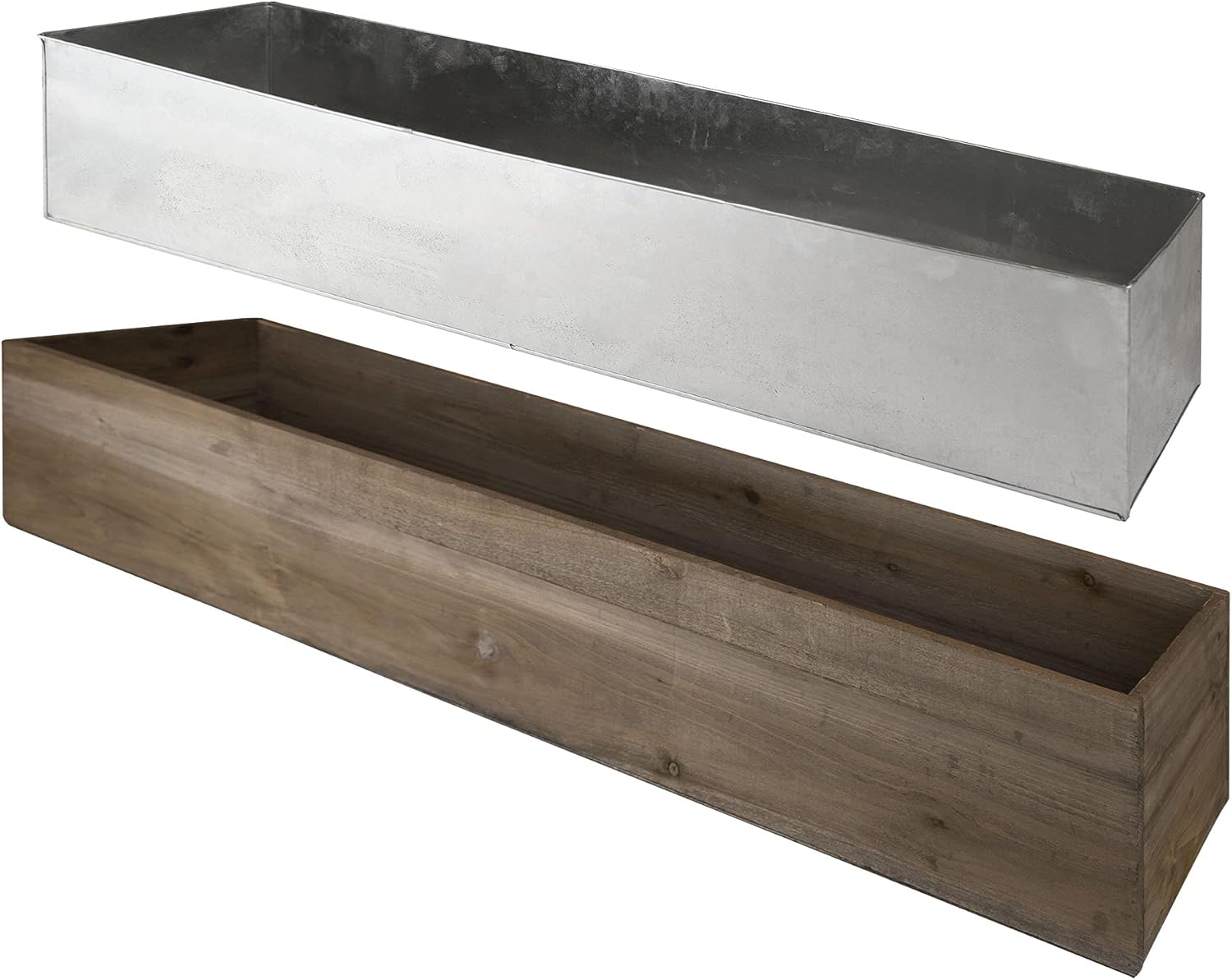 CYS EXCEL Rectangular Planter Box with Removable Zinc Metal Liner (H:8 Open:40x8) | Multiple Size Choices Wood Rectangular Planter | Indoor Decorative Window Box