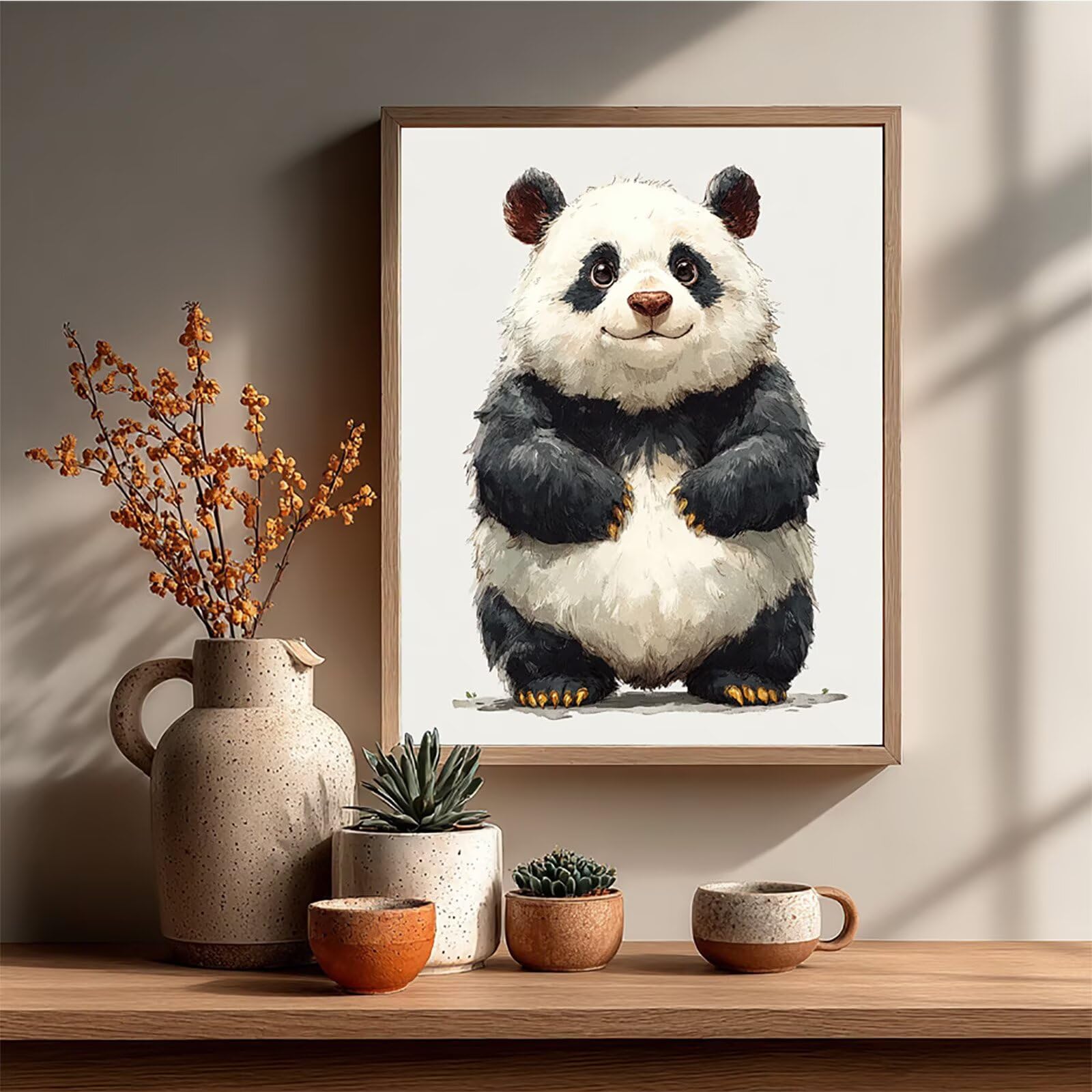 Panda zestaw do malowania według liczb, zestaw "zrób to sam" do malowania według liczb, uroczy, zestaw do majsterkowania dla dorosłych z pędzlem i farbą akrylową, zestaw do malowania według liczb