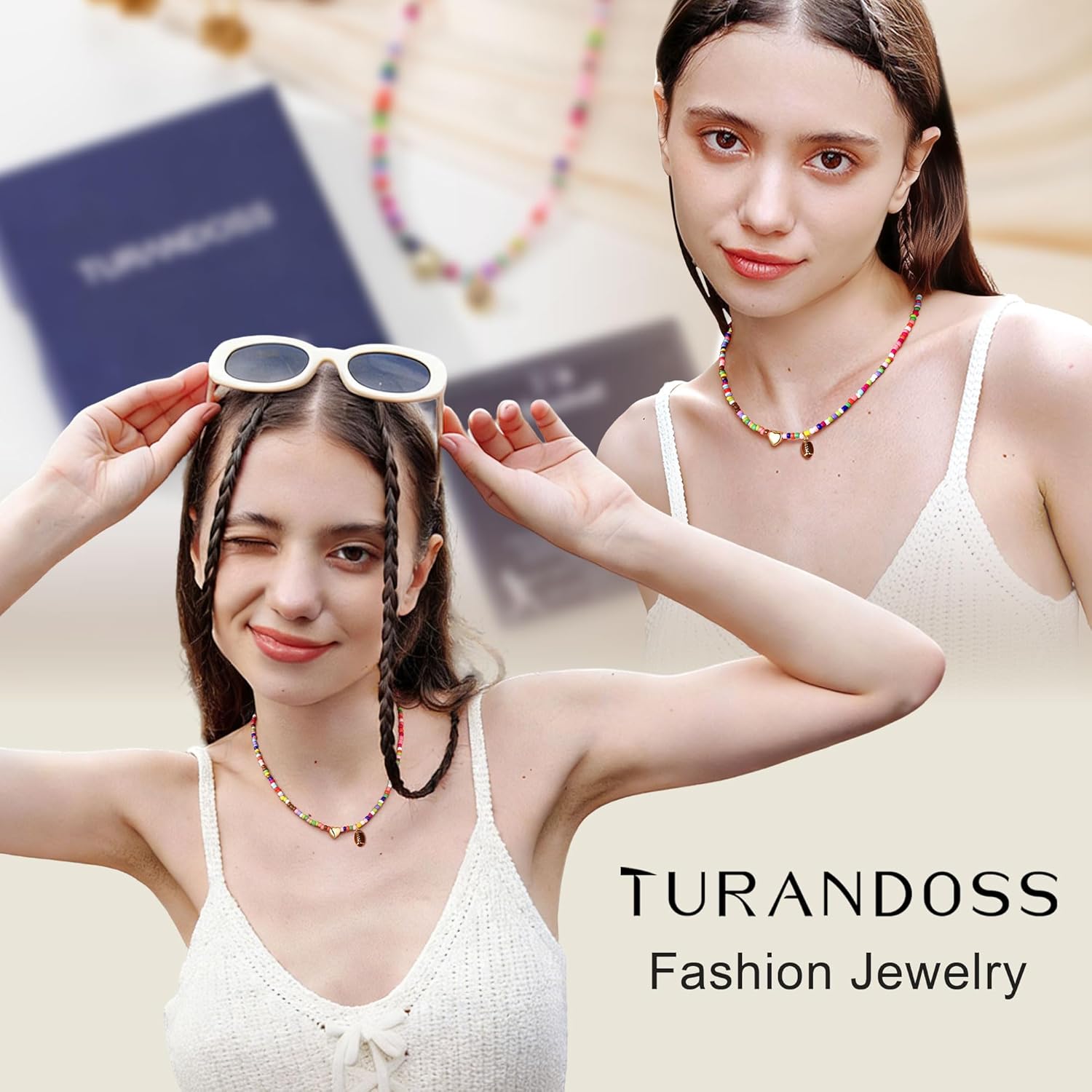 Turandoss Softball/Soccer/Volleyball/Basketball Necklace for Girls Women - Colorful Beaded Dainty Heart Pendant Necklaces for Women Her Kids Personalized Jewelry Gifts - Image 4