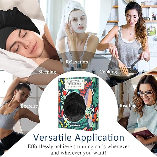 Miniatura 5 de Rizadores de pelo para dormir, diadema sin calor, diadema suave para rizos nocturnos con gorro de satén, juego de rodillos rizadores de pelo sin