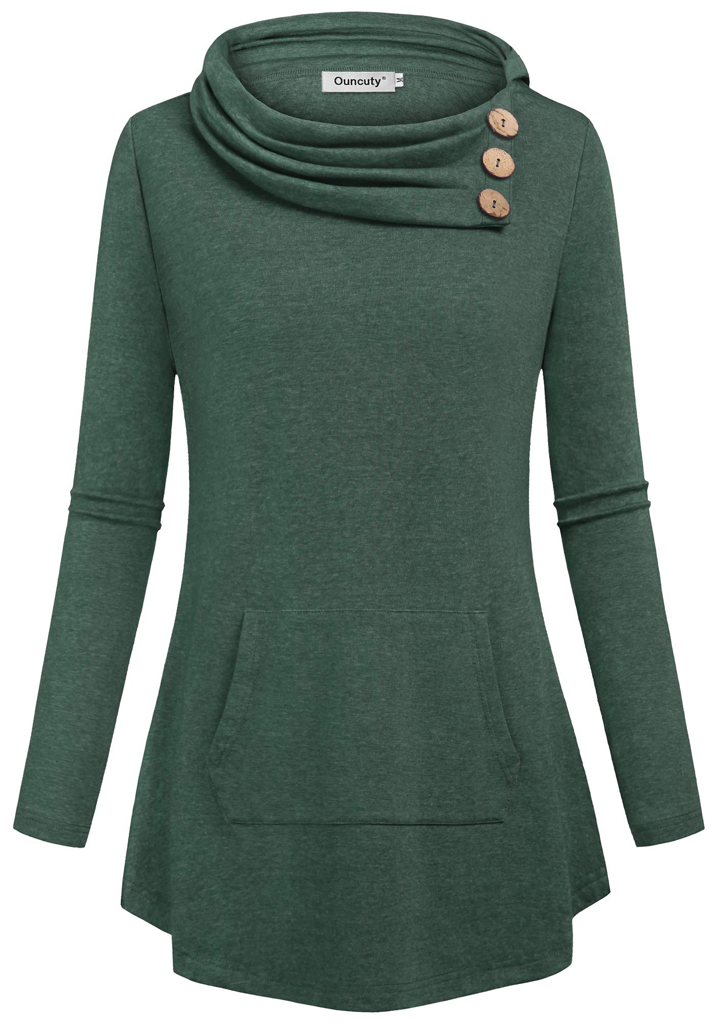 Ouncuty Womens Cowl Neck Pullover Long Sleeve Tunic Sweatshirts with Pocket