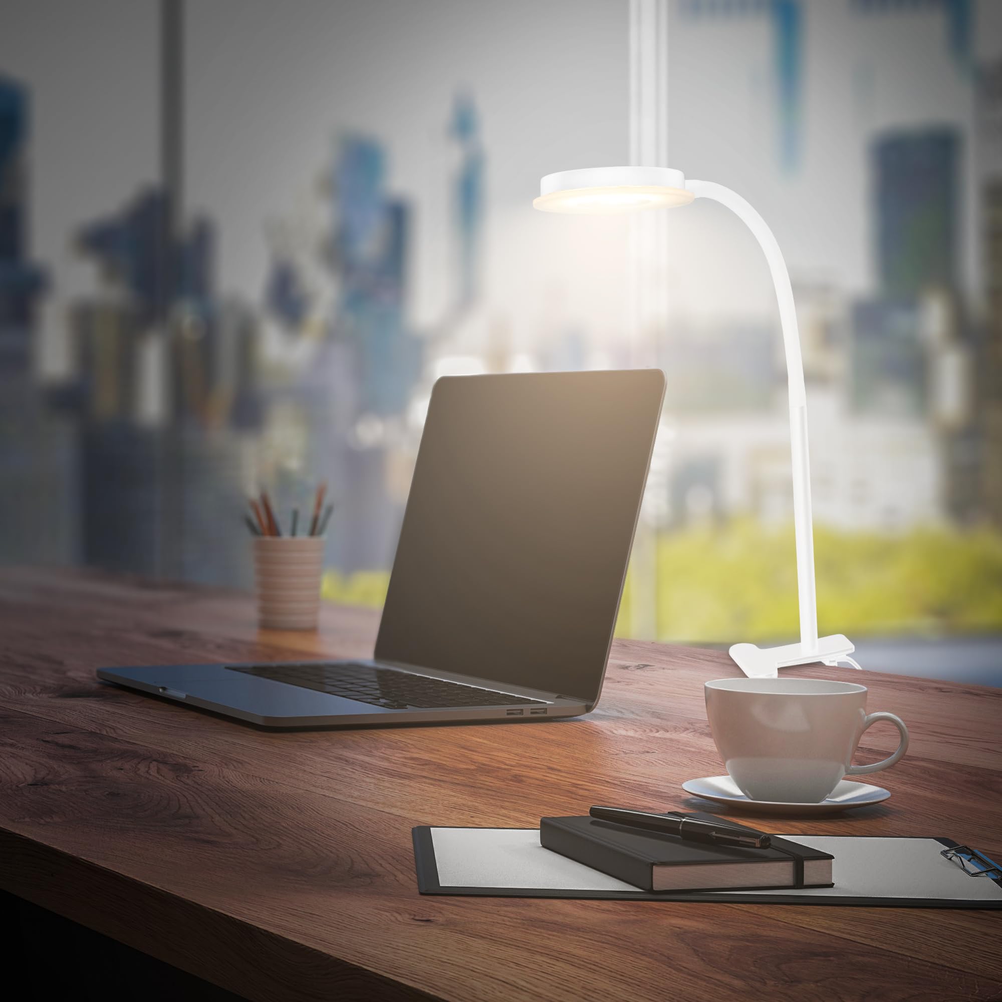 Briloner - Lampada a pinza con interruttore a cavo, luce bianca calda, orientabile, da lettura, morsetto, scrivania, comodino, 26 x 10,5 x 37 cm, bianco (Confezione da 2)