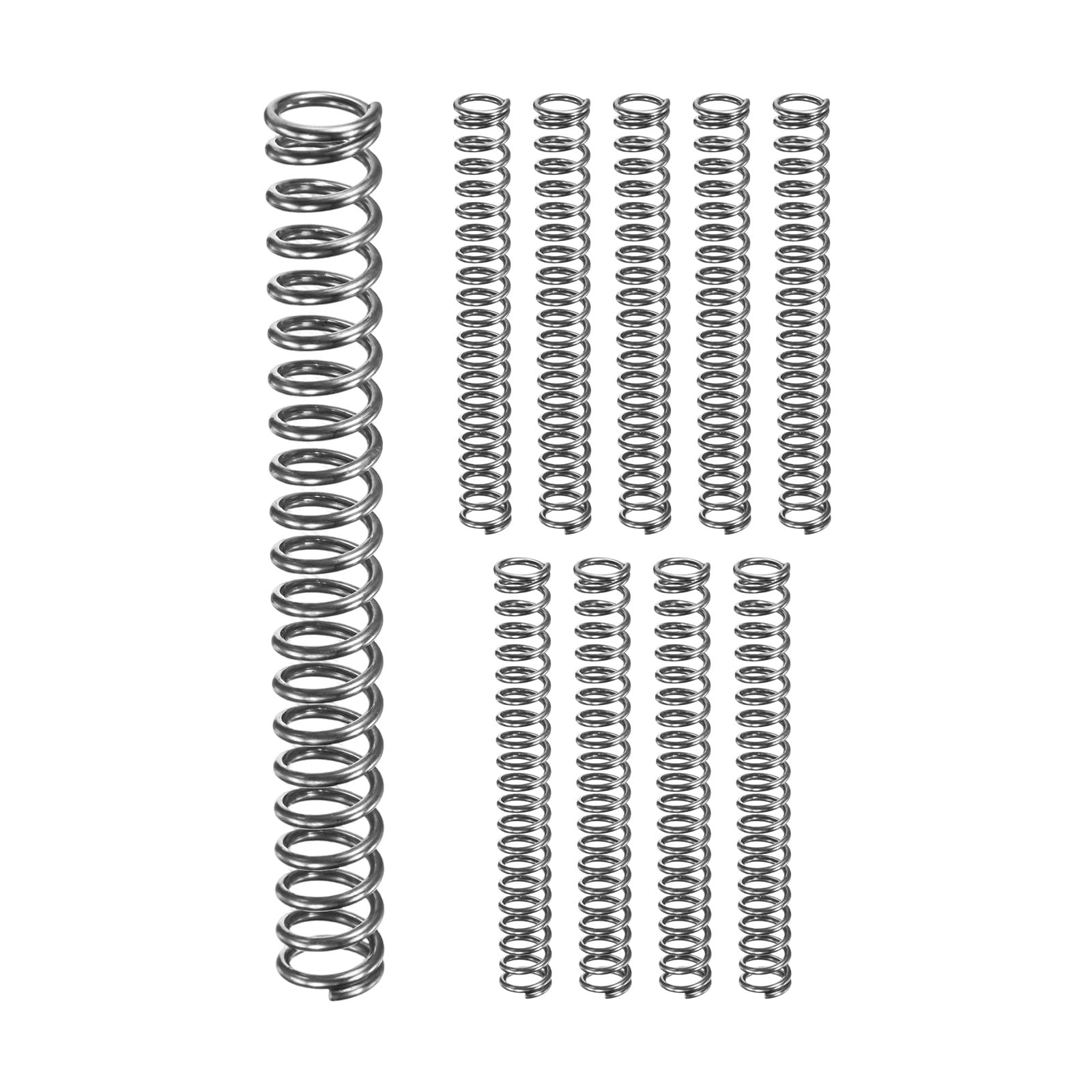 M METERXITY 10-Pack Compression Springs, 100mm Length 12mm OD 304 Stainless Steel Pruner Replacement Springs for Garden Tool/DIY/Mechanical Repair Replacement [Silver Tone, 1.6mm Wire Size]