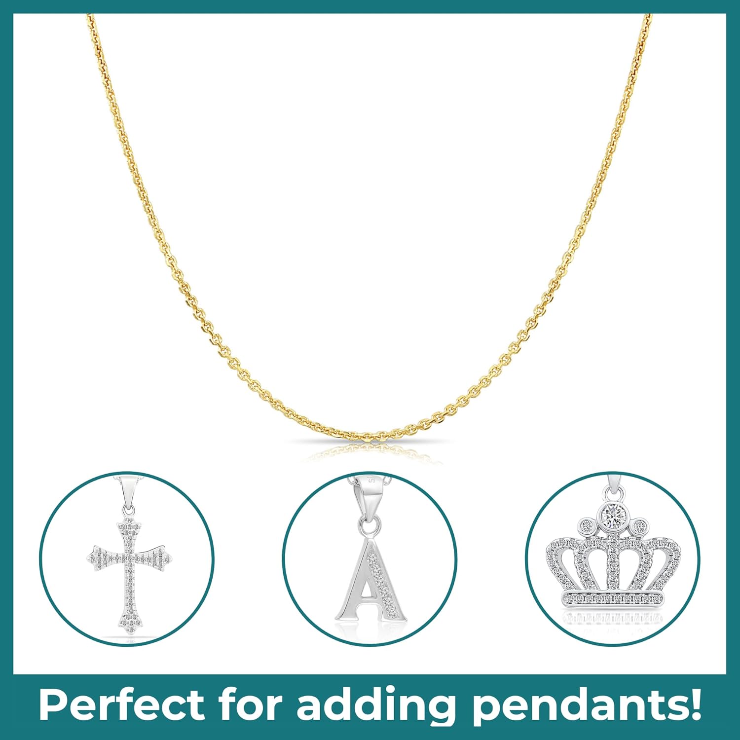 TILO JEWELRY 14k Solid Gold Diamond-Cut Cable Chain Necklace, Thin and Dainty Cable Chain 0.9mm Thick