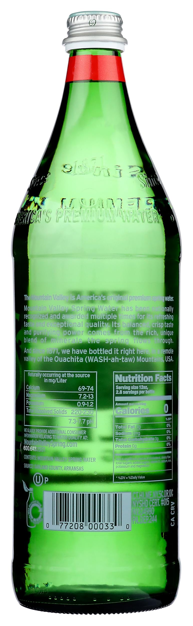 Mountain Valley Water, Water Spring Glass, 33.8 Fl Oz