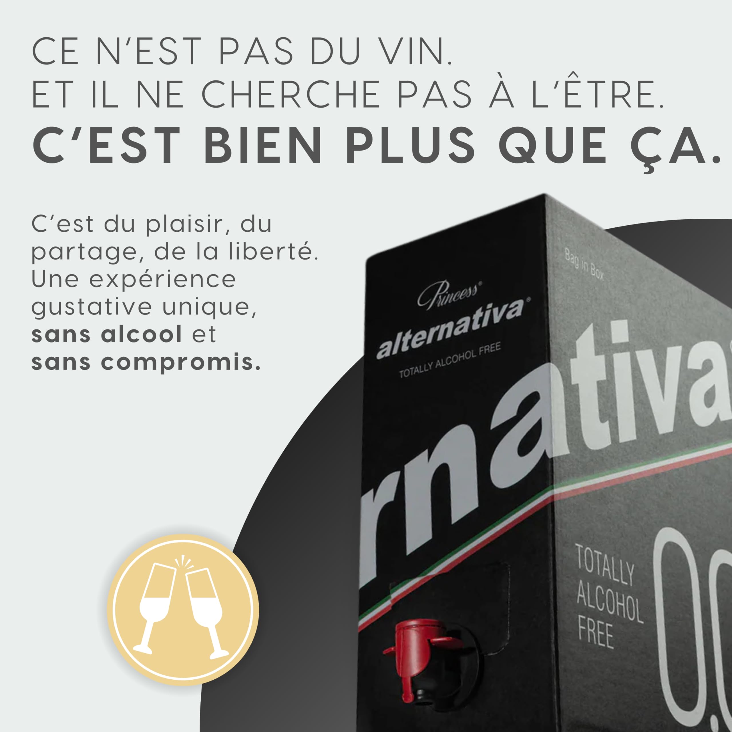 ALTERNATIVA Bag in Box Rosé Sec Sans Alcool 0,0% – 5 Litres | Boisson Désalcoolisé Premium Italien – Idéal pour Célébrations, Cadeaux, Occasions Spéciales – Alcool Free