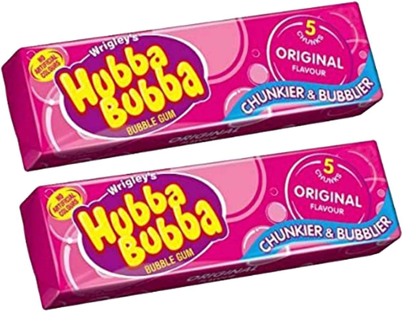 Hubba Bubba Chunky and Bubbly Bubble Gum Original Flavour, 2 Pack, 2 x 35 g