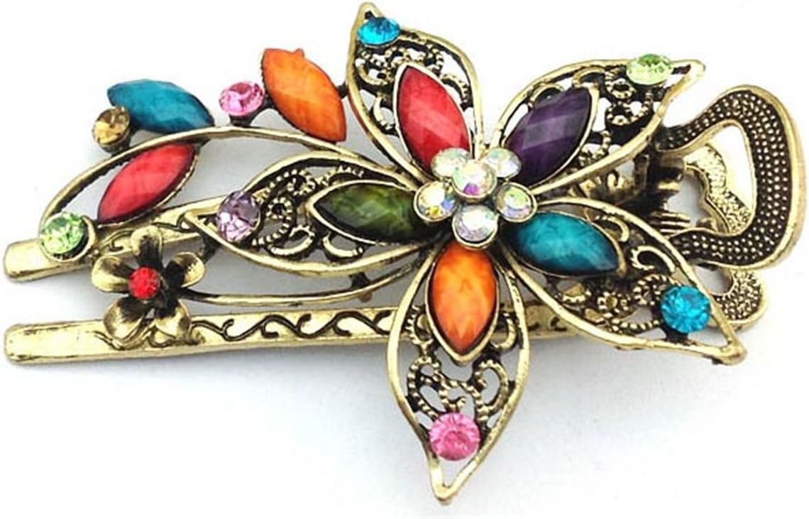 Vwhite Womens Flower Crystal Hair Clips Barrettes Hair Accessories Multicolor