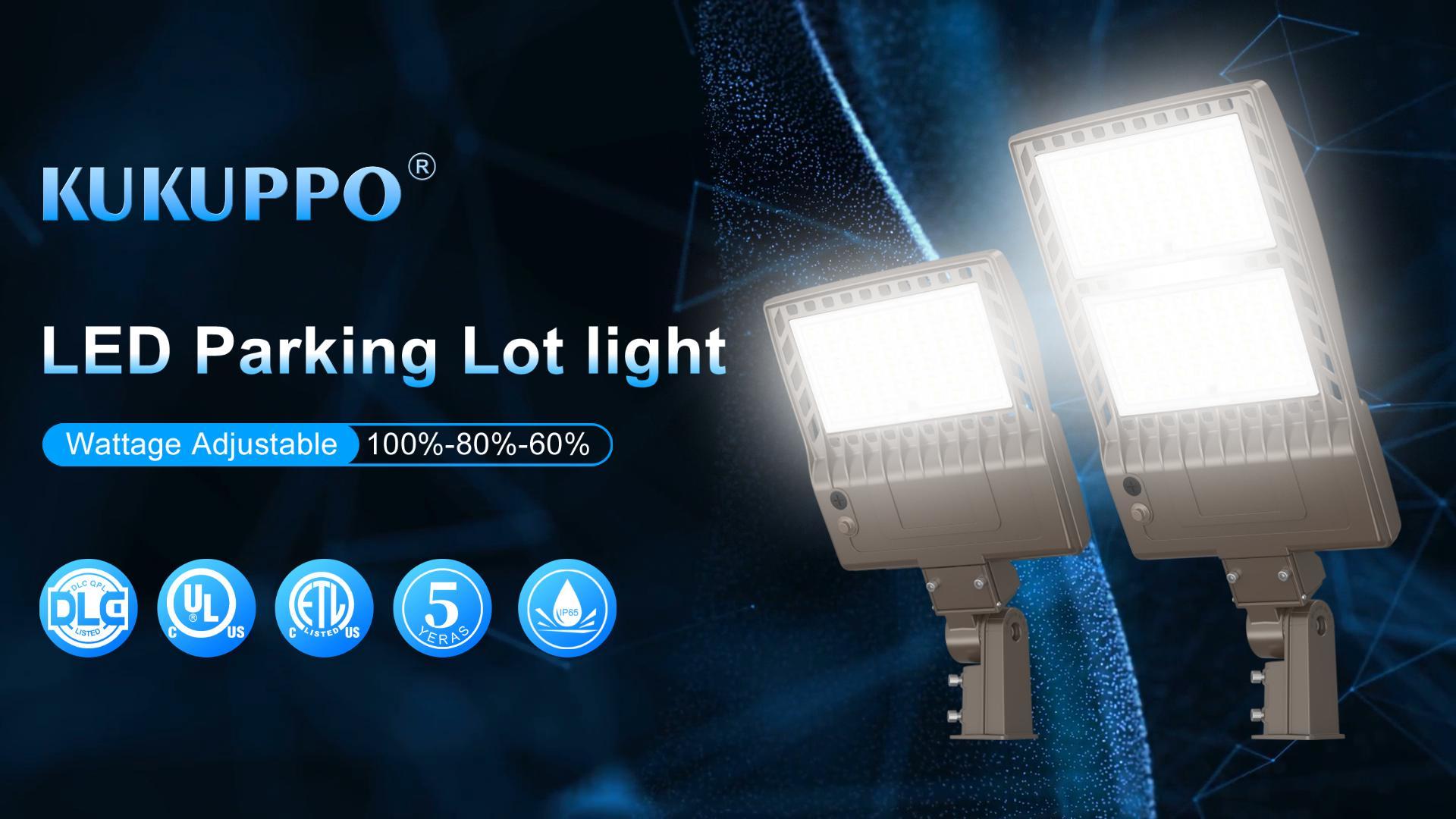 KUKUPPO 400W LED Parking Lot Light Power Adjustable, Dusk to Dawn