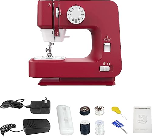 Mini máquina de coser compacta para principiantes, máquina portátil de doble velocidad, control de velocidad, máquina de coser computarizada,