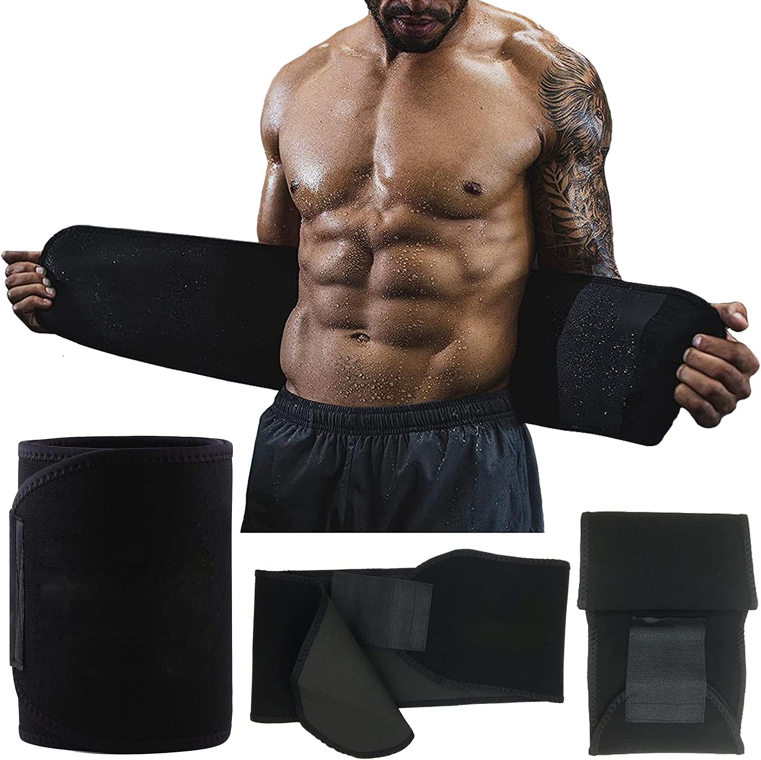 DLMAONN Waist Trimmer, Black Premium Waist Trimmer for Men & Women, Sauna Belt with for Weight Loss more Torso Coverage for a Better! Slimming Body Shaper, Belly Fat Slimming Stomach Band