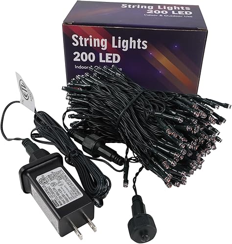 Miniatura 7 de HOME LIGHTING Guirnalda de 200 luces LED de 66 pies, luz patriótica del 4 de julio con 8 modos de iluminación, mini luces enchufables para