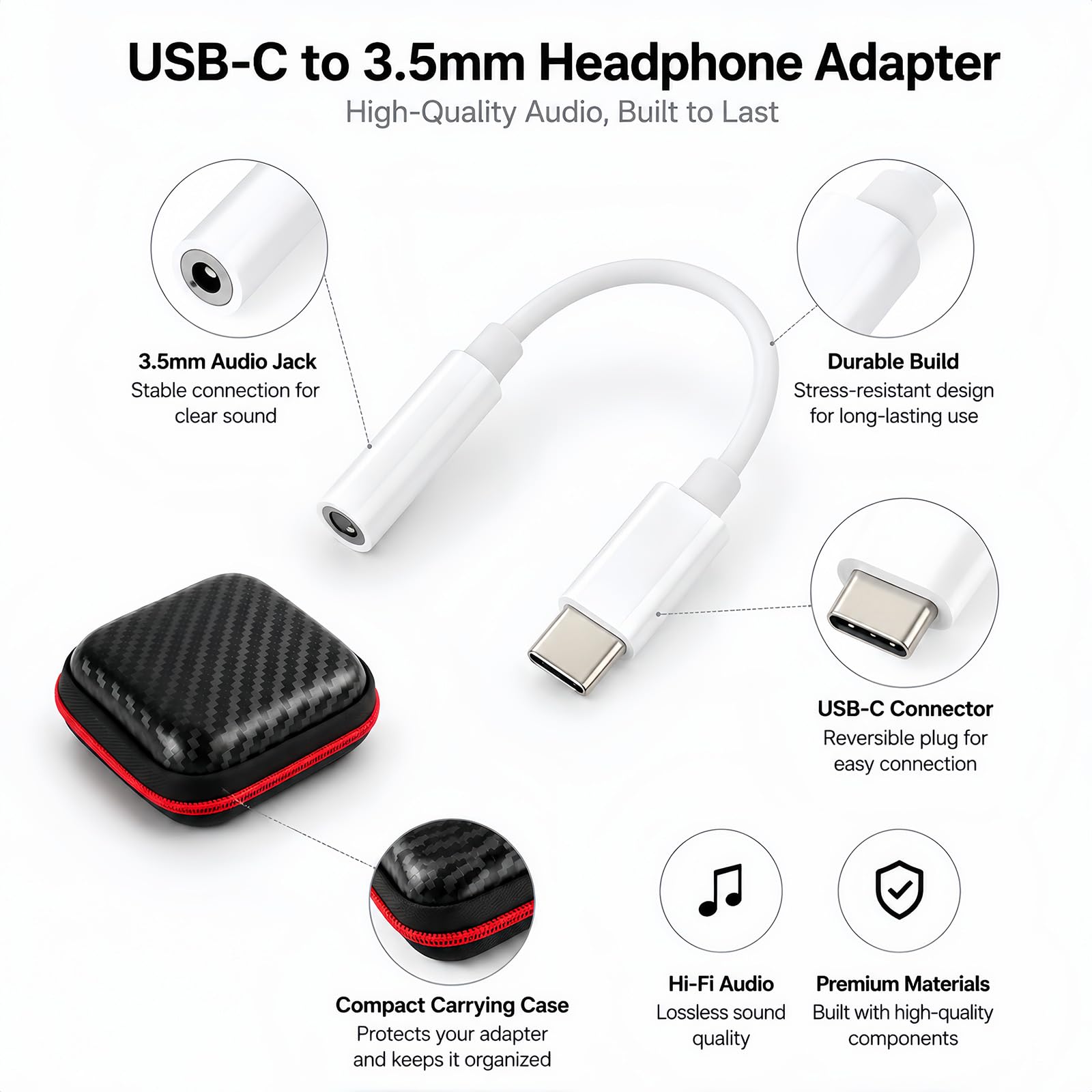 USB C auf Klinke Adapter Kompatibel mit iPhone 16/17, Samsung A17/A55/A36, Pixel 9a/10 Pro, OnePlus, Xiaomi, PS5, USB C Kopfhörer Adapter 3.5 mm für Headsets, Lautsprechern, Musik, Telefonie, Tragbar