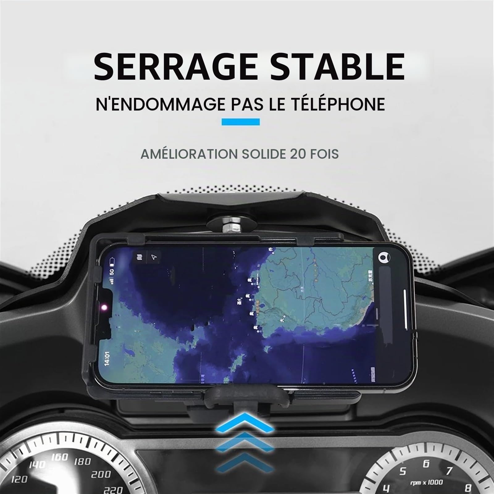 Support Téléphone Moto pour BMW R1200RT R1250RT R 1200 1250 RT 2014 – 2020 Support Navigation GPS Téléphone Portable USB Charge sans Fil Moto Support Guidonavec avec(Wireless and USB)