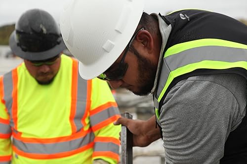 Miniatura 7 de Pyramex Ridgeline - Casco duro de ala completa con trinquete de 4 puntos, patrón de grafito blanco mate