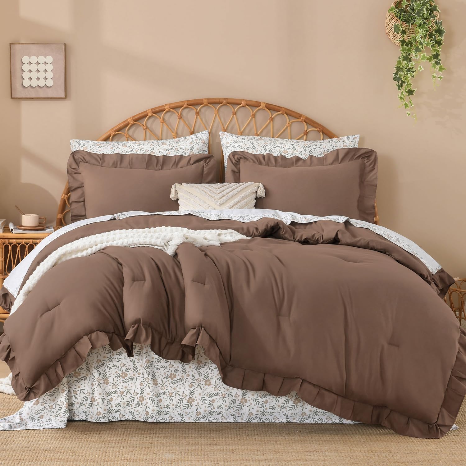 Litanika Black Ruffled Comforter Set - Floral Sheets -18