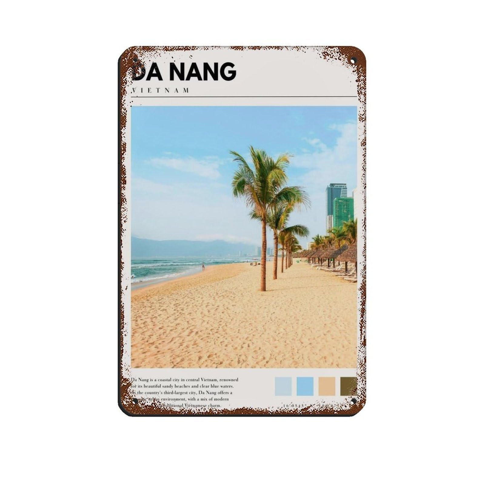 Da Nang Vietnam Poster Vietnam Art Tin Sign Vintage Metal Pub Club Cafe Bar Home Wall Art Decoration Poster Retro 8x12inch(20x30cm)