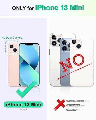 Miniatura 2 de TUCCH Funda para iPhone 13 Mini, carcasa interior de TPU a prueba de golpes, piel sintética bloqueo RFID soporte para tarjeta de crédito Funda