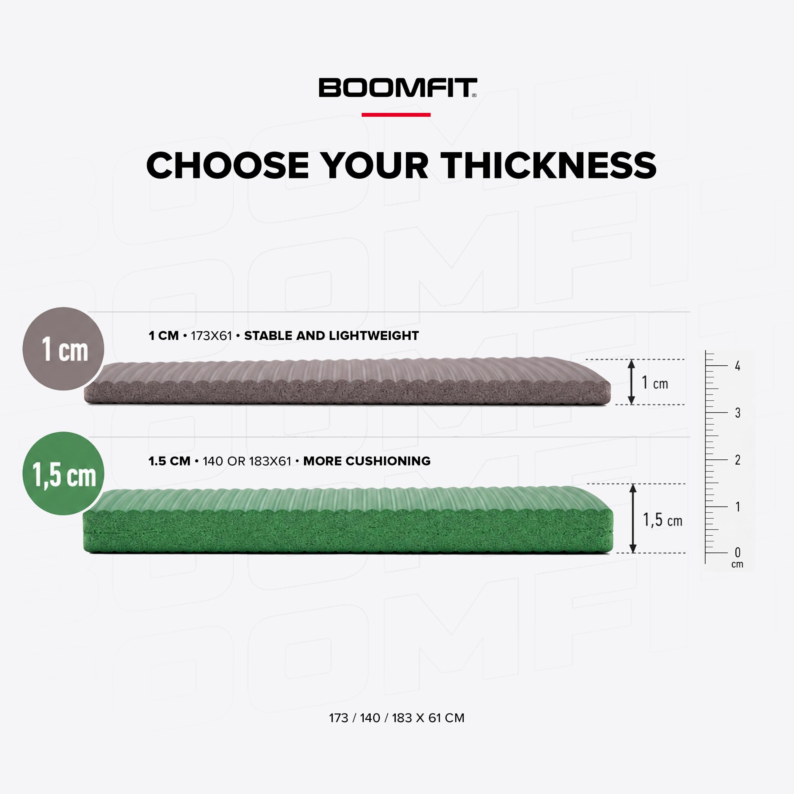 BOOMFIT Yogamatte & Pilatesmatte NBR rutschfest gepolstert mit Tragegurt