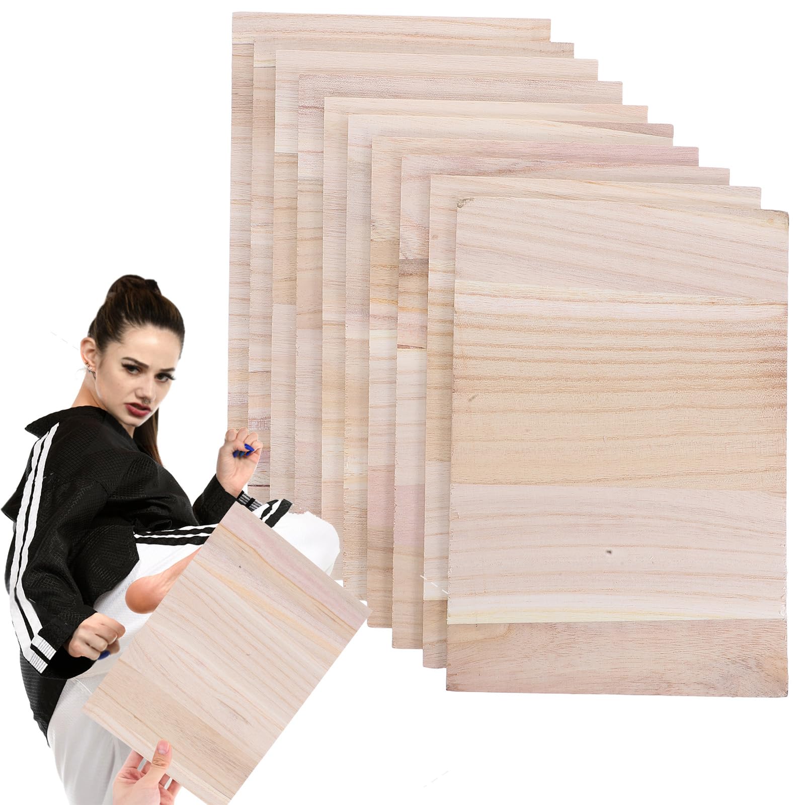 VOSAREA 10pcs Taekwondo Breaking Board Rebreakable Kick Boards Performing Wooden Taekwondo Punching Boards Training Accessory for Kids Adult (0.3cm)