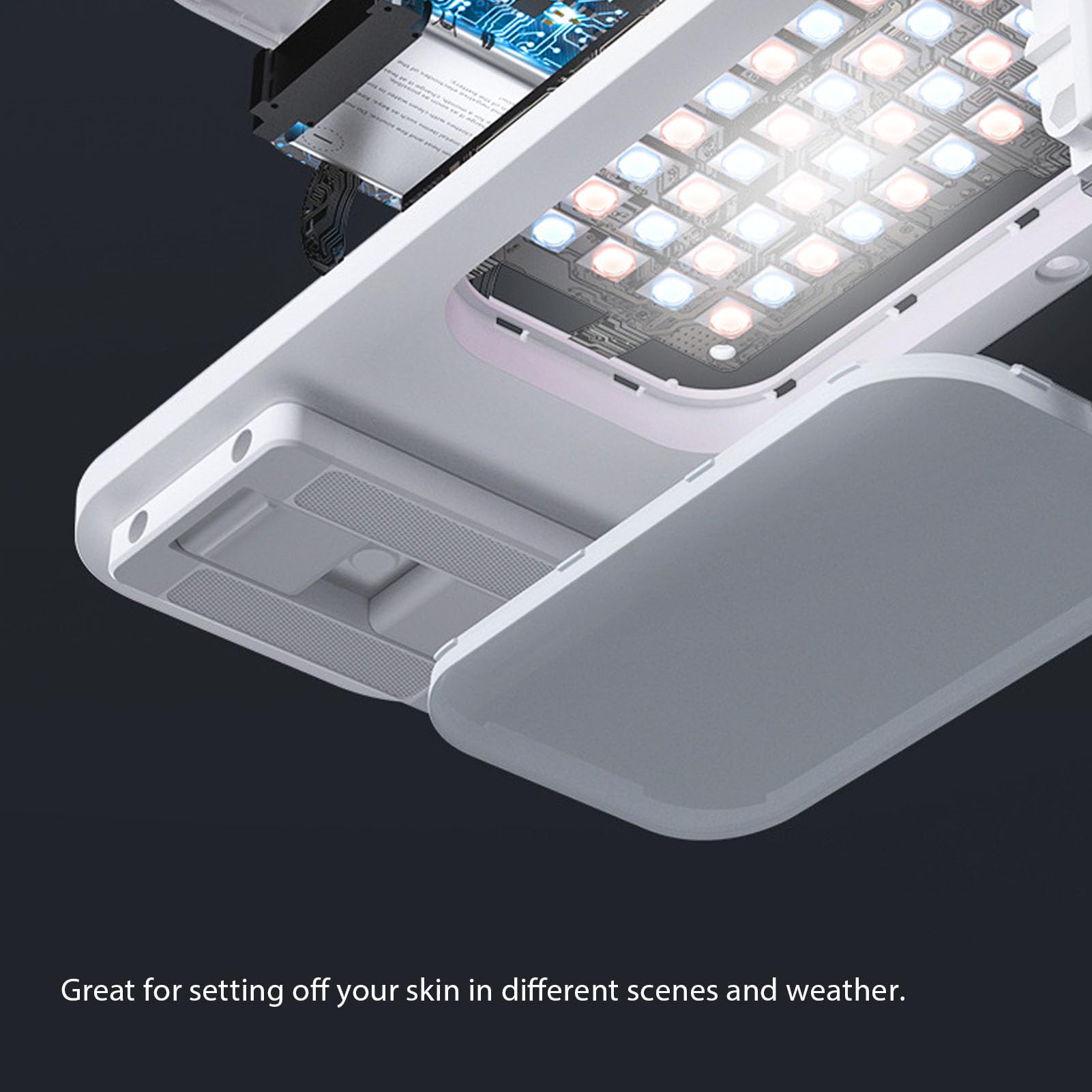 Alomejor Supporto estensibile per selfie pieghevole con luce LED per fotografia in diretta streaming, supporto per telefono ricaricabile senza fili, rotazione a 360°, per vlogging, viaggi, scrivania