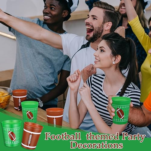 Miniatura 6 de Norme 24 vasos de plástico grueso de fútbol  reutilizables de 16 onzas con diseño de bola para decoración de fiestas y eventos